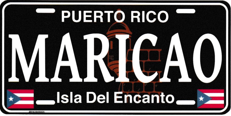 6" Puerto Rico Black License Plate Stickers