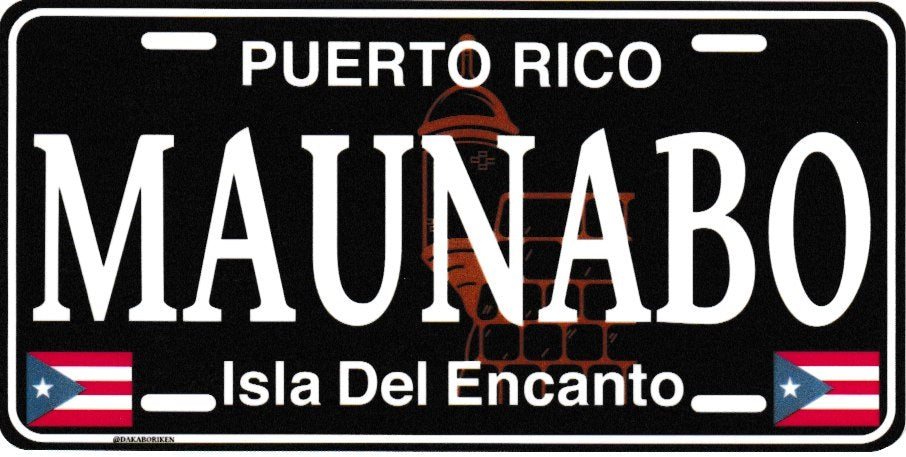 6" Puerto Rico Black License Plate Stickers
