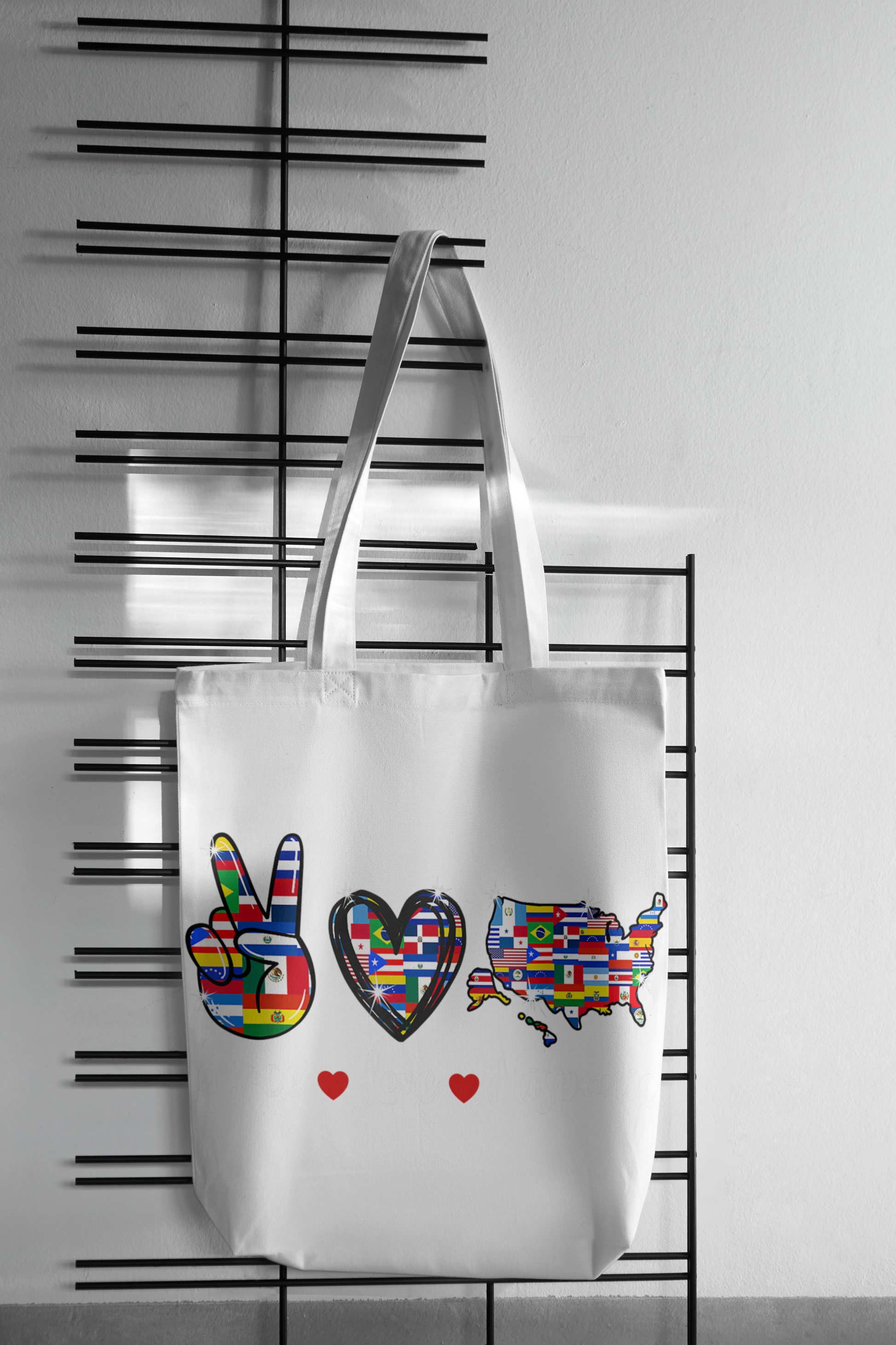 Peace, Love, Latinos Tote Bag