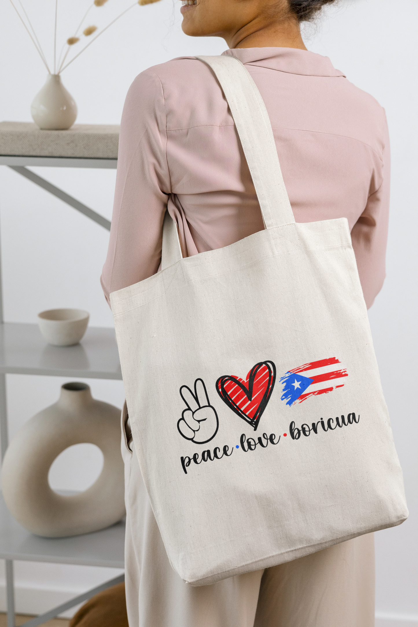 Peace Love Boricua Tote Bag