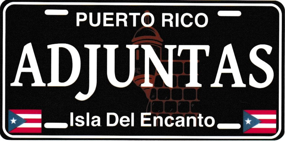 6" Puerto Rico Black License Plate Stickers