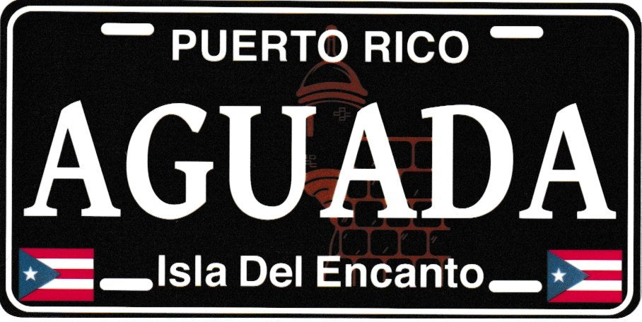 6" Puerto Rico Black License Plate Stickers