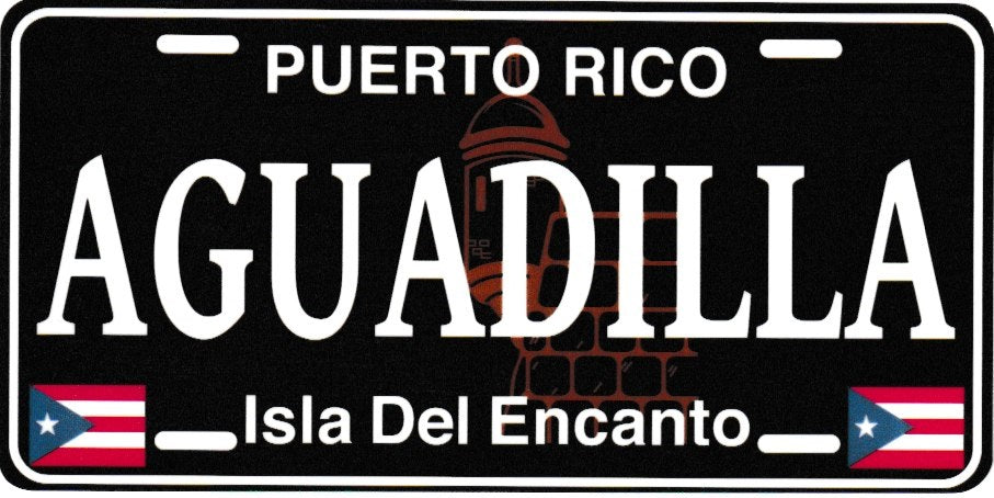 6" Puerto Rico Black License Plate Stickers