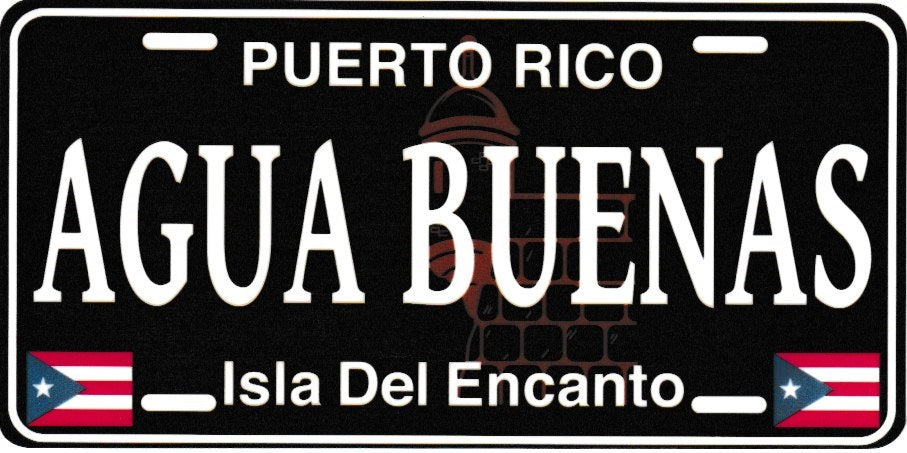 6" Puerto Rico Black License Plate Stickers