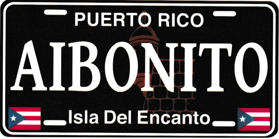 6" Puerto Rico Black License Plate Stickers