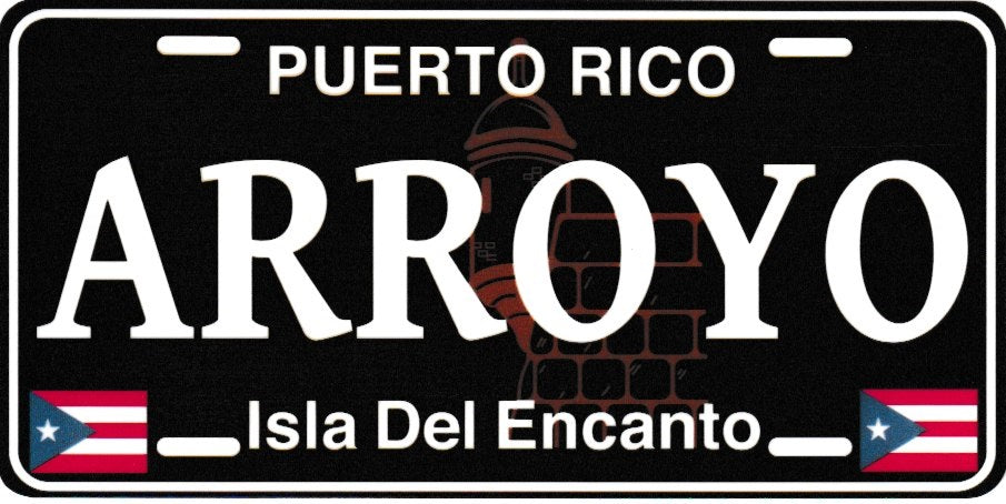 6" Puerto Rico Black License Plate Stickers