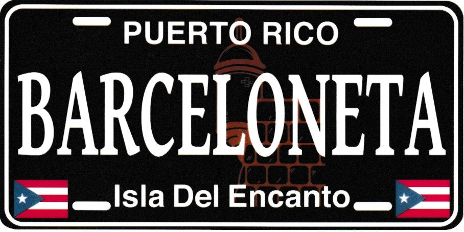 6" Puerto Rico Black License Plate Stickers