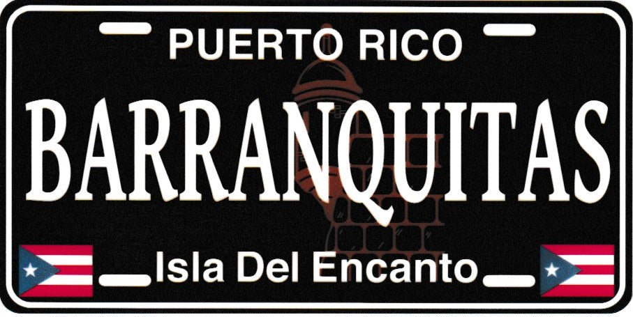 6" Puerto Rico Black License Plate Stickers