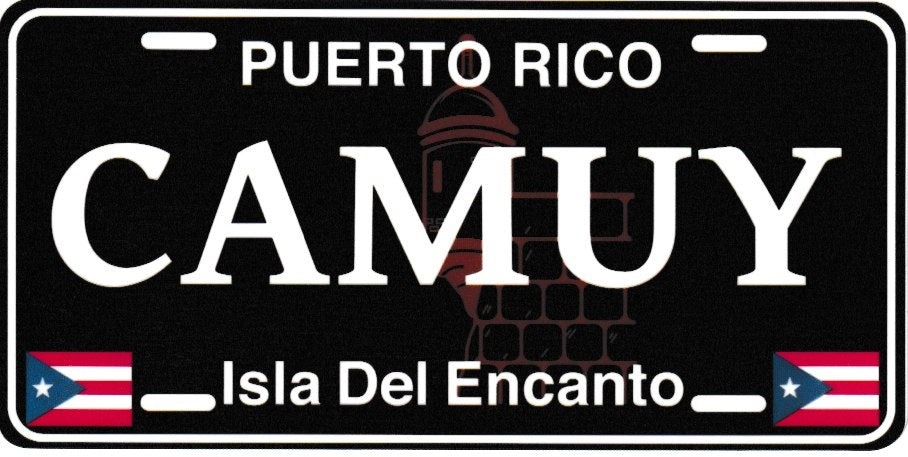 6" Puerto Rico Black License Plate Stickers