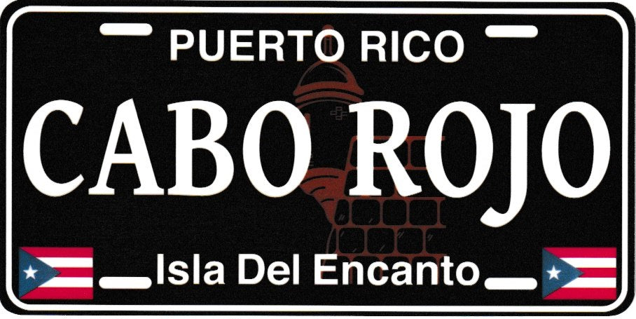 6" Puerto Rico Black License Plate Stickers