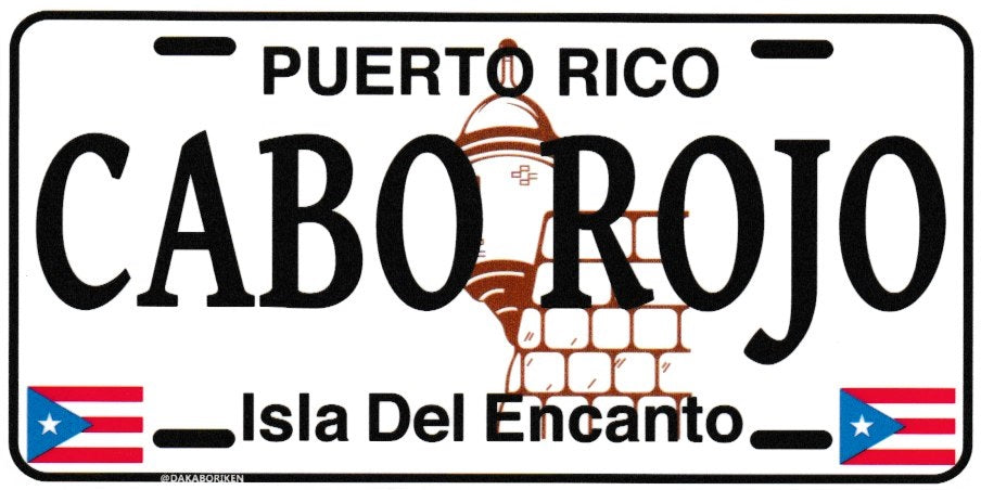 6" Puerto Rico White License Plate Stickers