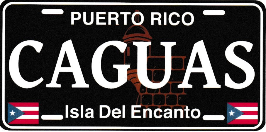 6" Puerto Rico Black License Plate Stickers