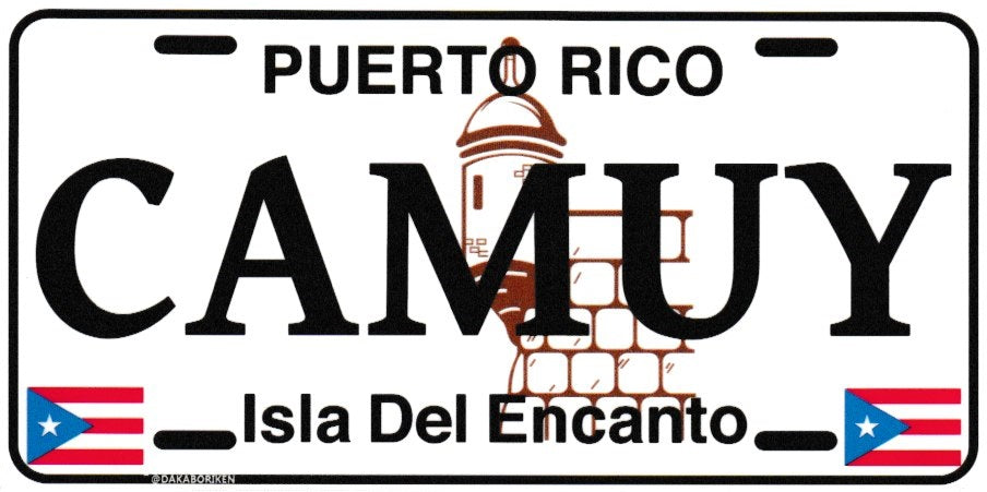 6" Puerto Rico White License Plate Stickers