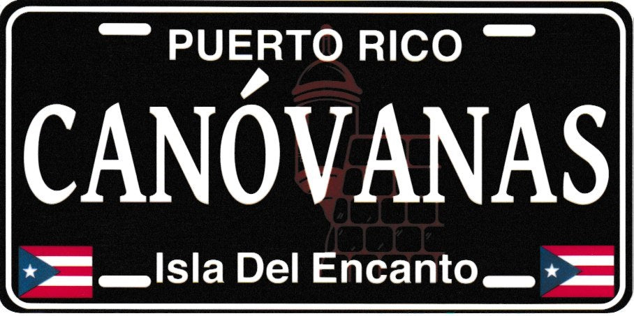 6" Puerto Rico Black License Plate Stickers