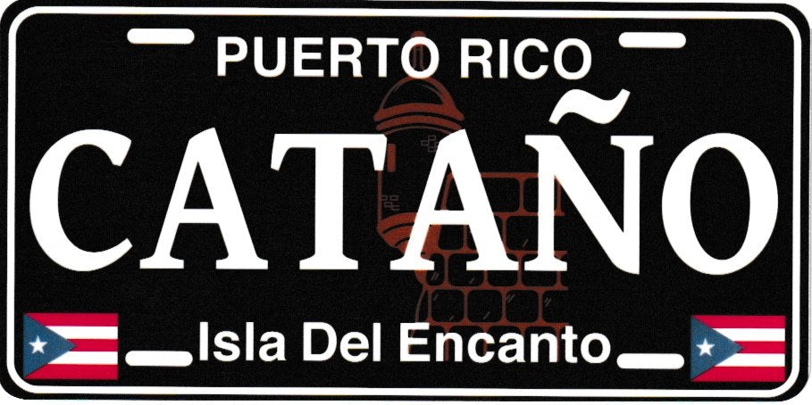 6" Puerto Rico Black License Plate Stickers