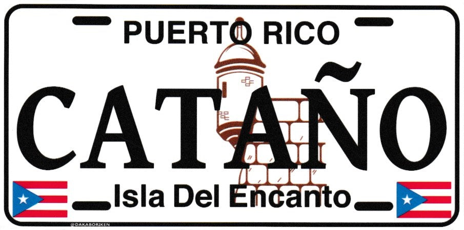 6" Puerto Rico White License Plate Stickers