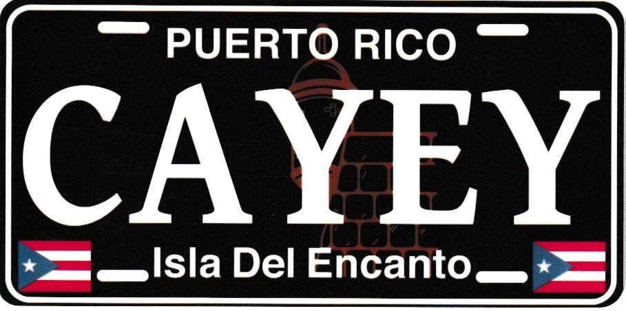 6" Puerto Rico Black License Plate Stickers