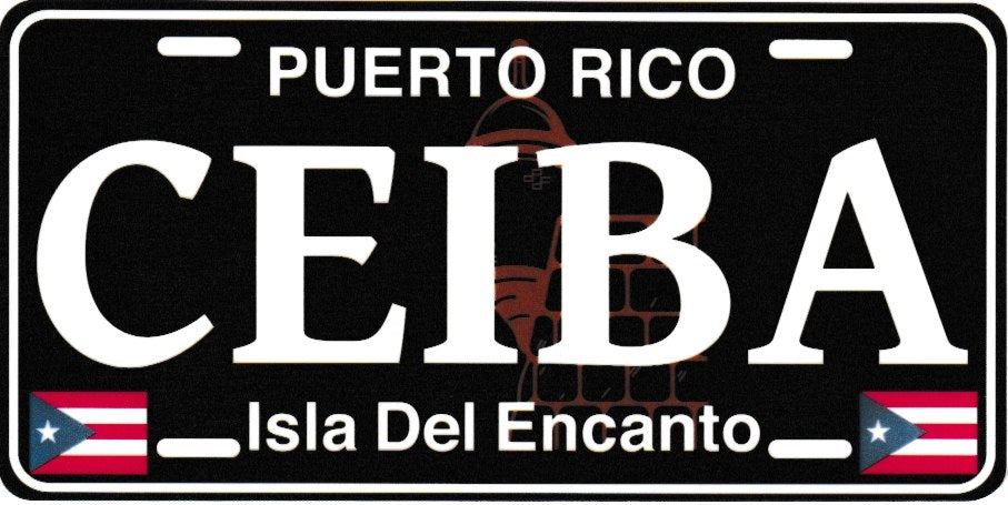 6" Puerto Rico Black License Plate Stickers