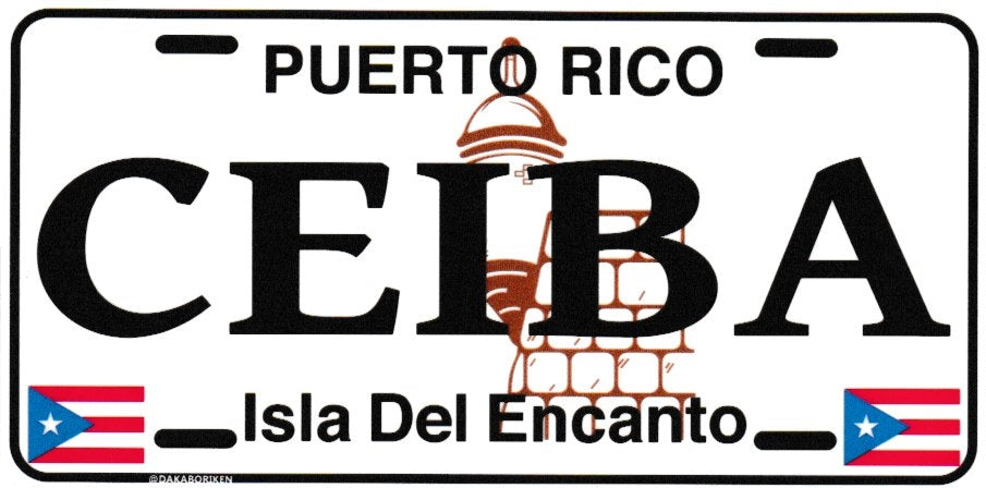 6" Puerto Rico White License Plate Stickers