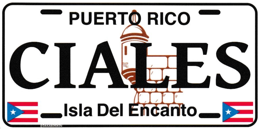 6" Puerto Rico White License Plate Stickers