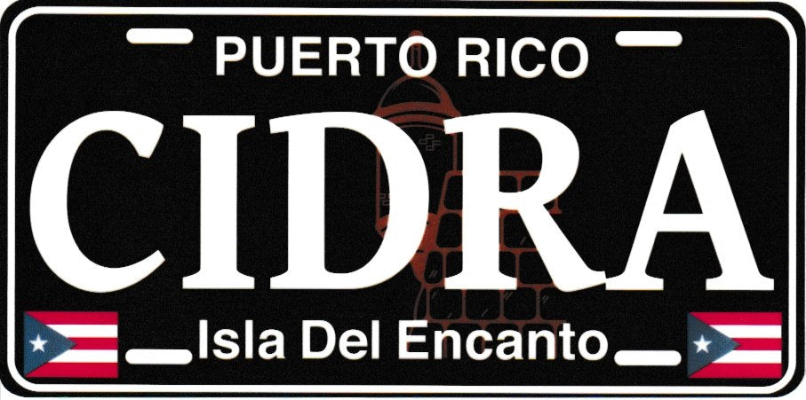 6" Puerto Rico Black License Plate Stickers