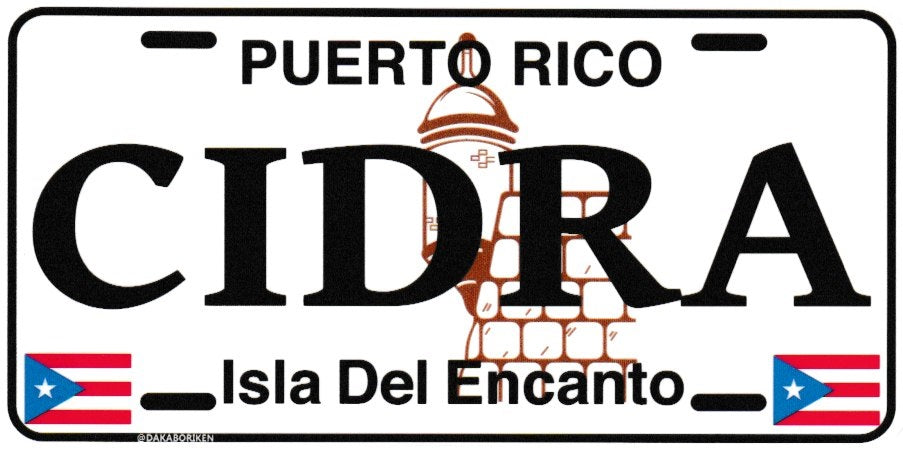 6" Puerto Rico White License Plate Stickers