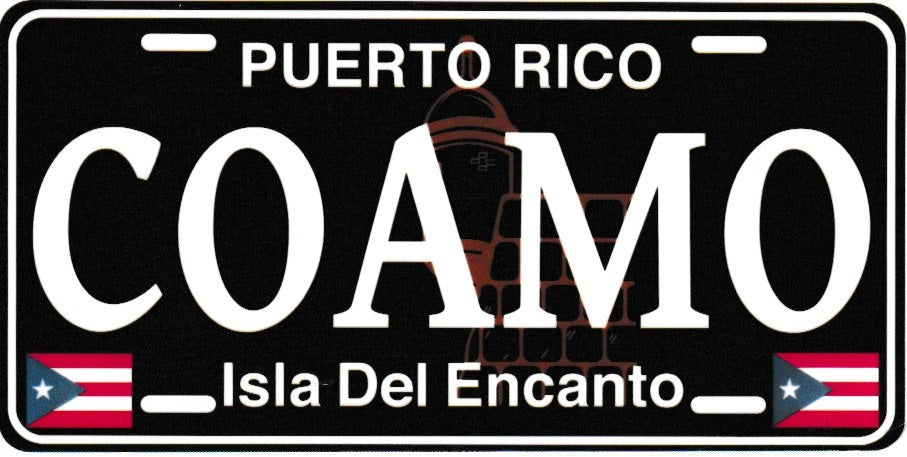 6" Puerto Rico Black License Plate Stickers