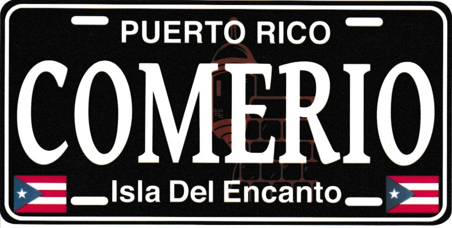 6" Puerto Rico Black License Plate Stickers