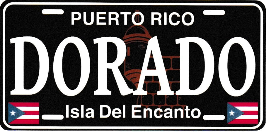 6" Puerto Rico Black License Plate Stickers