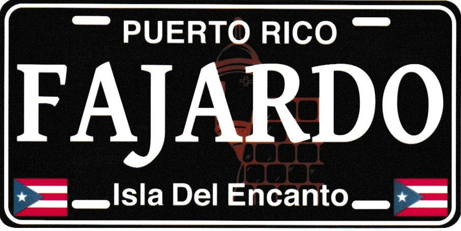 6" Puerto Rico Black License Plate Stickers