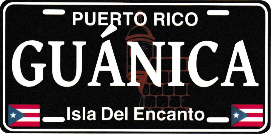 6" Puerto Rico Black License Plate Stickers