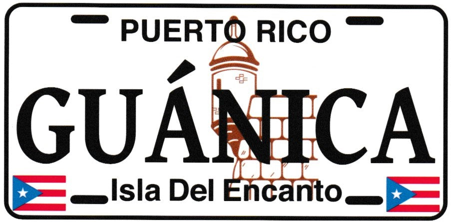 6" Puerto Rico White License Plate Stickers