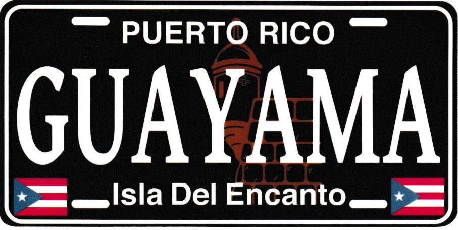 6" Puerto Rico Black License Plate Stickers