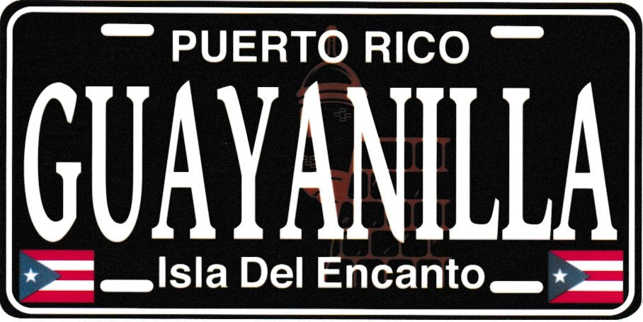 6" Puerto Rico Black License Plate Stickers