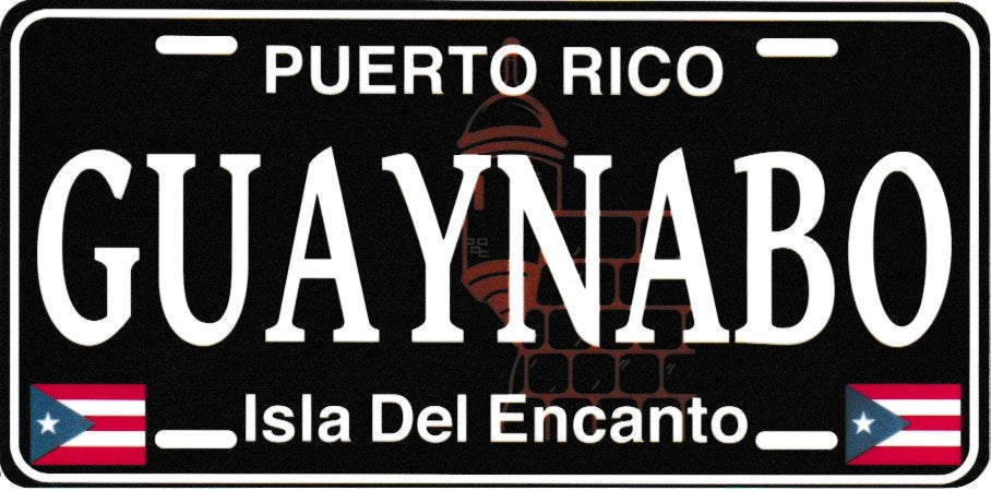 6" Puerto Rico Black License Plate Stickers