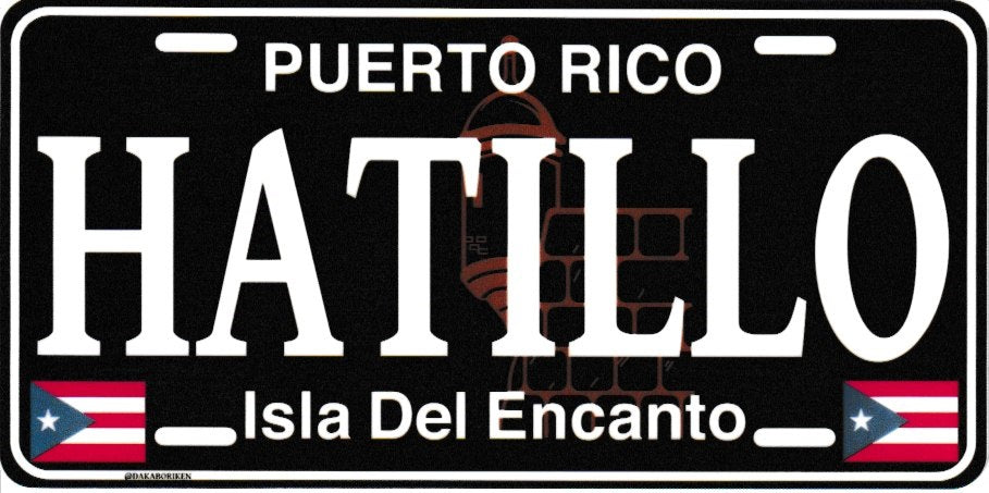 6" Puerto Rico Black License Plate Stickers