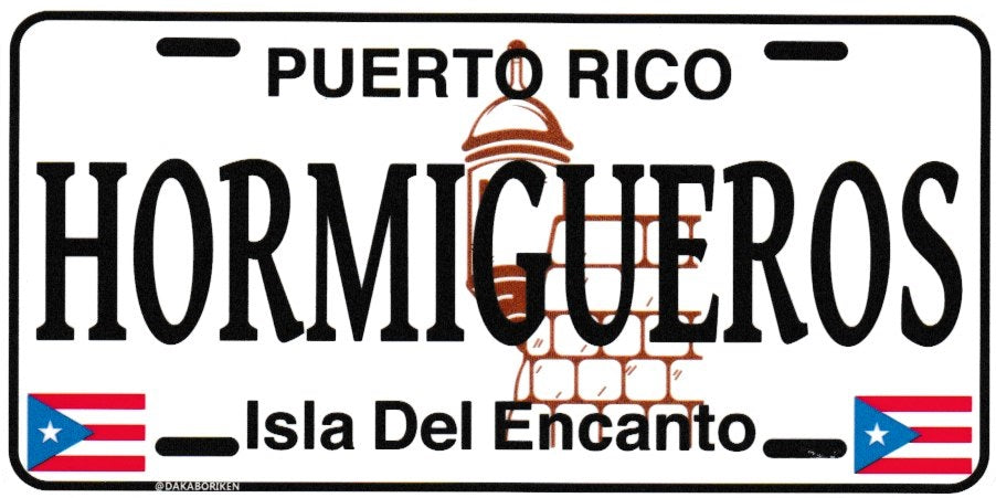 6" Puerto Rico White License Plate Stickers