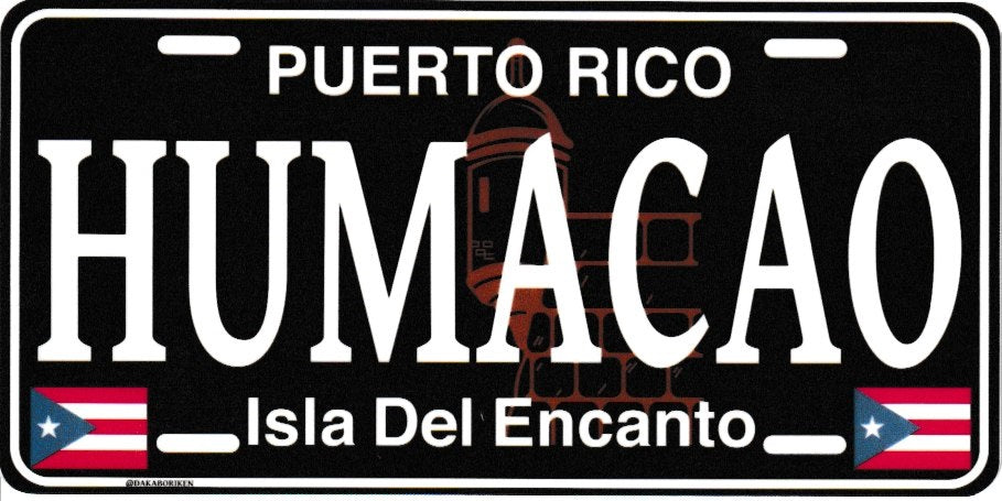 6" Puerto Rico Black License Plate Stickers