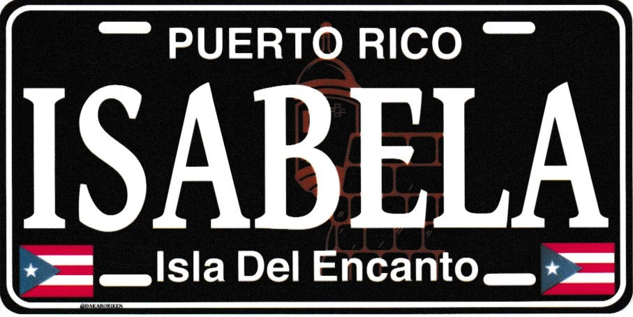 6" Puerto Rico Black License Plate Stickers