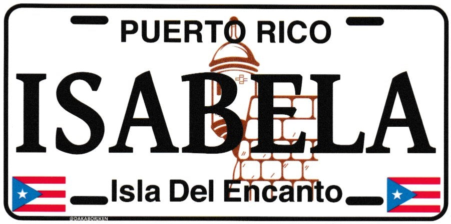 6" Puerto Rico White License Plate Stickers