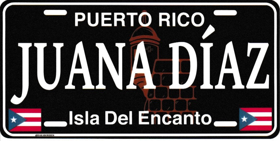 6" Puerto Rico Black License Plate Stickers