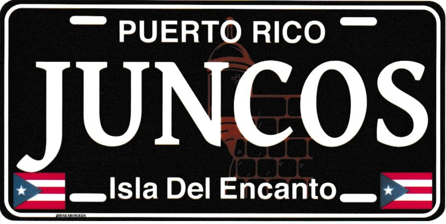 6" Puerto Rico Black License Plate Stickers