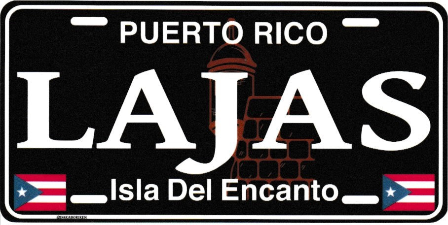 6" Puerto Rico Black License Plate Stickers