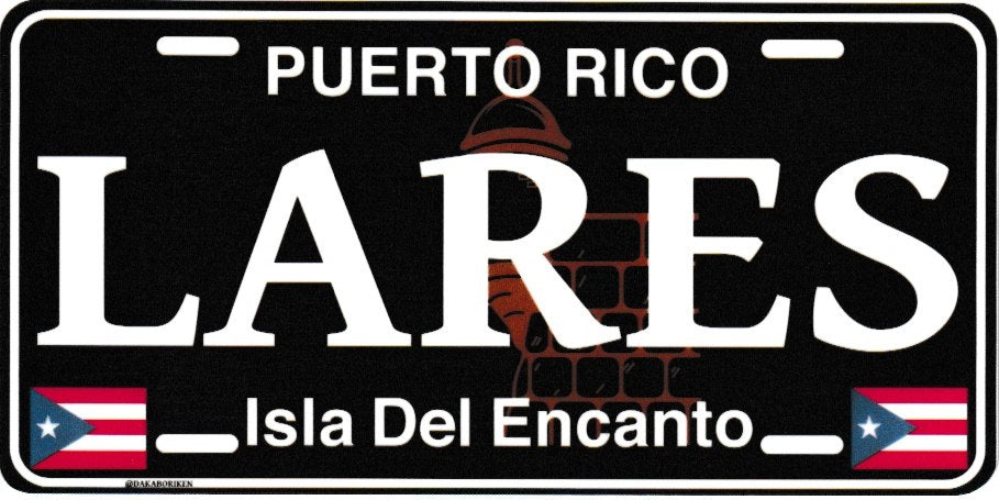 6" Puerto Rico Black License Plate Stickers