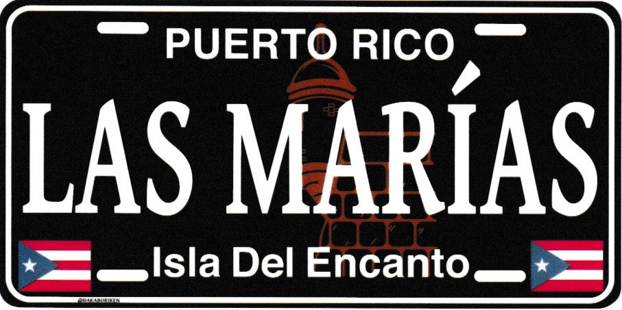 6" Puerto Rico Black License Plate Stickers