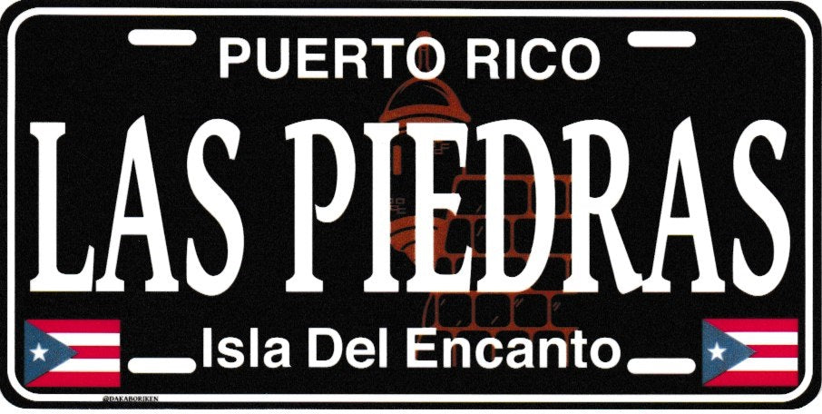 6" Puerto Rico Black License Plate Stickers