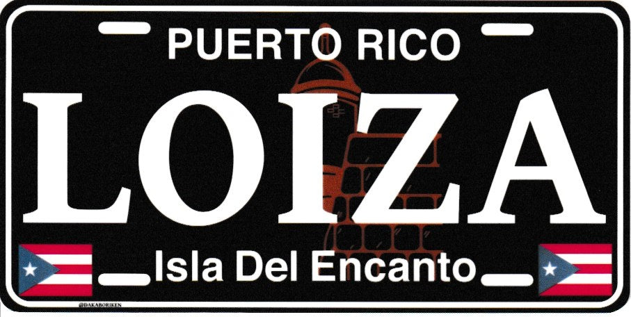 6" Puerto Rico Black License Plate Stickers