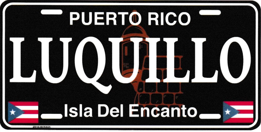 6" Puerto Rico Black License Plate Stickers