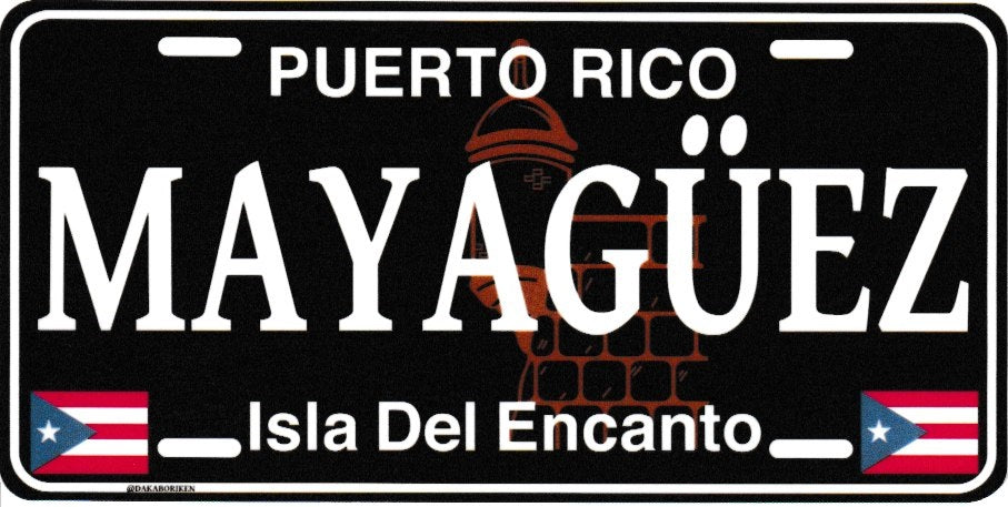 6" Puerto Rico Black License Plate Stickers