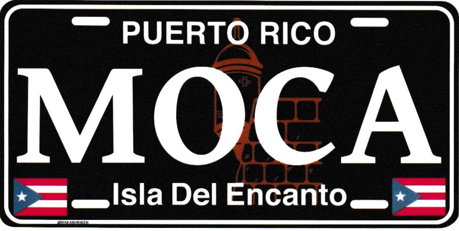 6" Puerto Rico Black License Plate Stickers